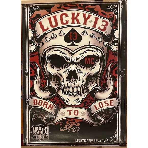 Large Lucky 13 Born to Lose Skull Poster - Picture 1 of 3